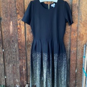 LuLaRoe XL Shortsleeved Black & Gold Party Dress